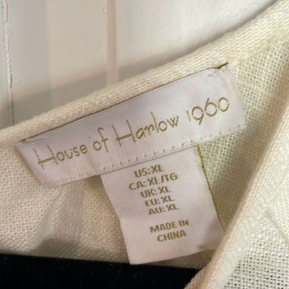 House of Harlow linen ivory puff sleeve tie back blouse xl - Picture 3 of 9